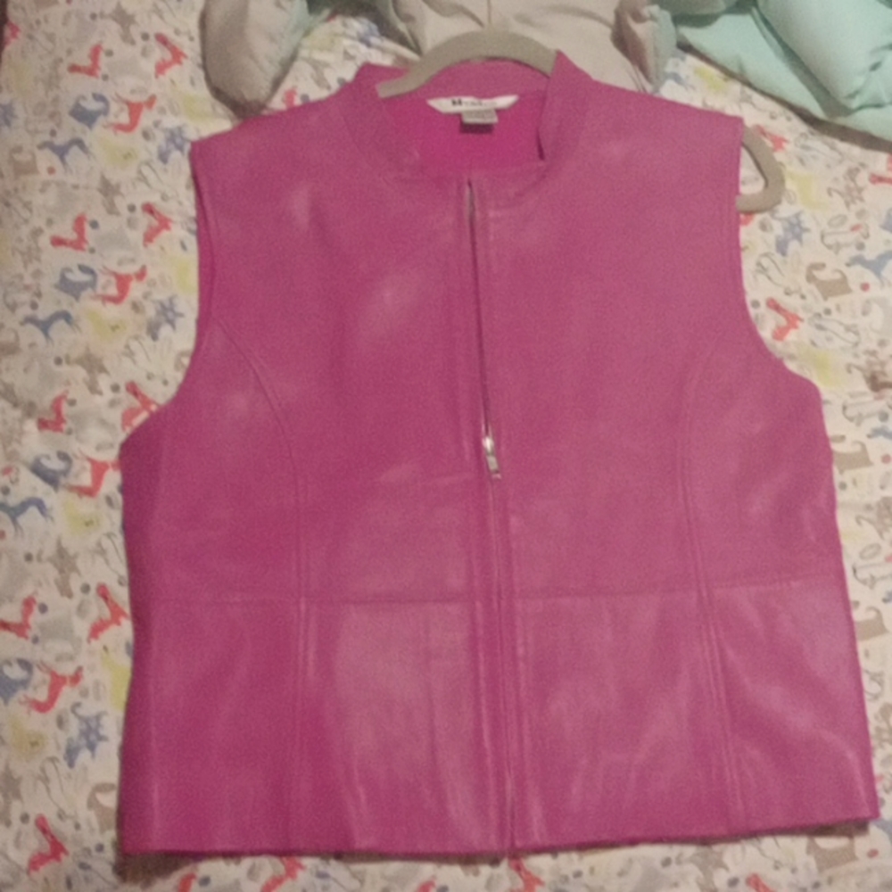 nygard pink leather vest